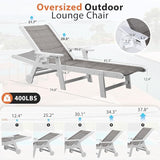 Outdoor Chaise Lounge Chair with Table Set of 3, 5-Position Adjustable Pool Lounge Chair with Wheels & Cup Holder - Photo 3
