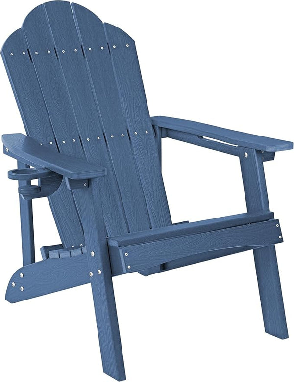 LUE BONA HDPE Adirondack Chair Set of 1 - Weather Resistant Outdoor Seating with Cup Holder for Porch, Poolside - Photo 1