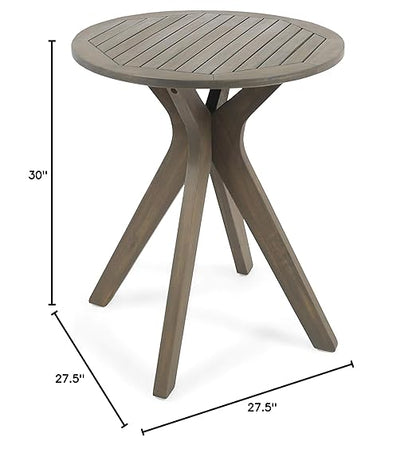 Christopher Knight Home Brigitte Outdoor Round Acacia Wood Bistro Table with X Legs, Grey
