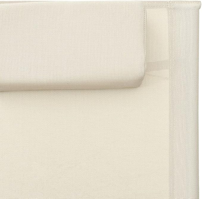 Outdoor Chaise Lounge Cream Textilene 62.6"x24.4"x26.4" Steel Folding Recliner Patio Pool Garden - Photo 7