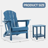 4 Chairs & 2 Tables Folding Adirondack Chair Set with Side Table – HDPE Weatherproof Outdoor Patio Chairs with - Photo 3