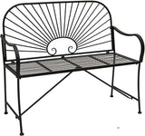 XBrand 44" L Iron Sun-Patterned Seat for Two, Patio & Porch Furniture for Park, Yard, Lawn, Balcony, Backyard – Black - Photo 1