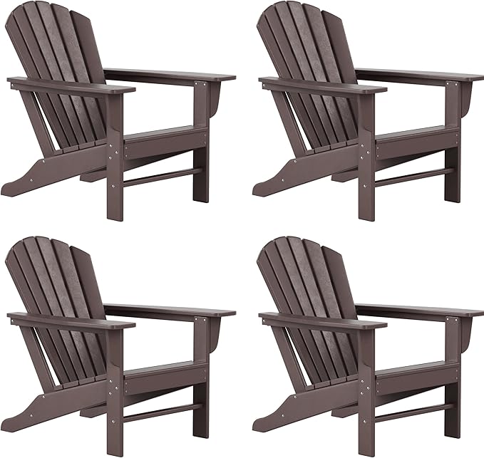 WestinTrends Dylan Outdoor Adirondack Chair (Set of 4), Dark Brown