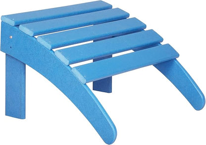 WestinTrends Malibu Outdoor Lounge Chairs Set, 5-Pieces Adirondack Chair Set of 2 with Ottoman and Side Table, All Weather Poly Lumber Patio Lawn Folding Chair for Outside, Pacific Blue