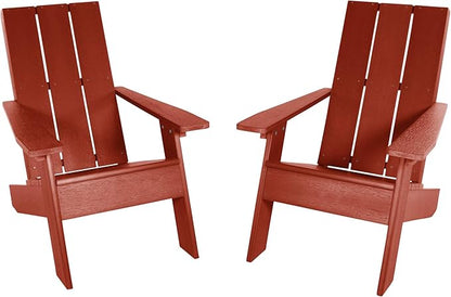 Highwood Italica Modern Adirondack Chairs 2-Piece Set, Rustic Red
