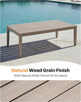 Never-Rust Aluminum Outdoor Coffee Table, All-Weather Patio Coffee Table with Faux Wood Grain Finish Frame, Rectangle - Photo 5
