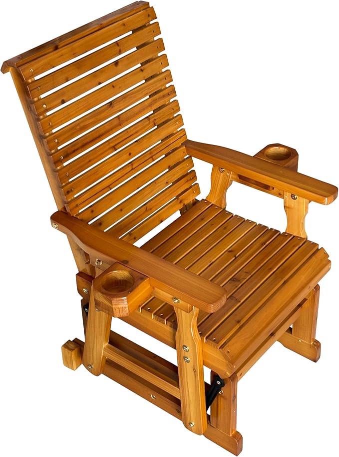Fortune Candy Patio Glider with Cup Holders, High Roll Back and Deep Contoured Seat, Heavy Duty 600 Lb (Warm Brown - Photo 7