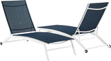 Crosley Furniture Weaver 2-Piece Reclining Sling Outdoor Chaise Lounge Chair Set with Wheels, Patio, Deck, Pool, Navy - Photo 1