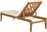 SAFAVIEH Outdoor Collection Azusa Natural Solid Wood/Beige Cushion Adjustable Chaise Lounge Chair (PAT6729A) - Photo 5
