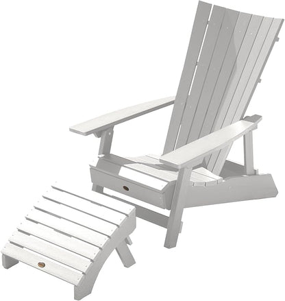 Highwood AD-KITADRI1-WHE Manhattan Beach Adirondack Chair with Ottoman, White
