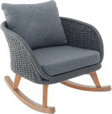 Outdoor Wooden Rocking Chair, Patio Rocking Chair with Soft Cushions & Wood Leg - Photo 6