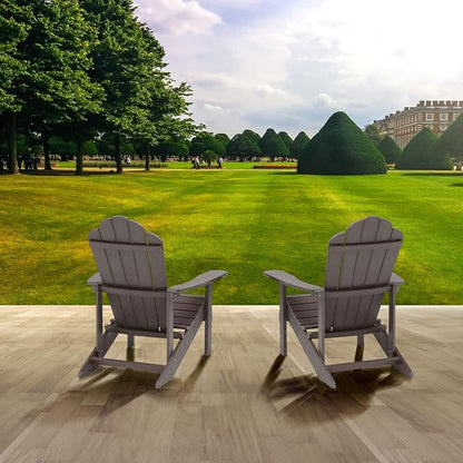 ELEGANT Folding Adirondack Chairs, Patio Chairs, Lawn Chairs, Outdoor Chair, Adirondack Chair Wood, Fire Pit, Weather Resistant for Deck, Backyard, Garden(Gray)