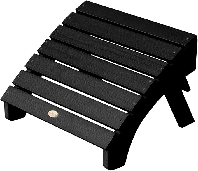 Highwood AD-KITADRI1-BKE Manhattan Beach Adirondack Chair with Ottoman, Black