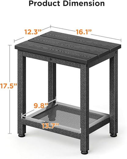 ODK Outdoor Double Side Table, Adirondack Patio End Table with Weather-Resistant Waterproof Top for Hot Tub Garden, Balcony, Poolside, Black