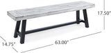 roomfitters Outdoor Dining Bench, Acacia Wood with Black Rustic Metal Finish Frame, Durable Bench for Garden, Porch - Photo 2