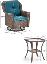 3 Piece Patio Swivel Chairs and Side Table Set - High Back Outdoor Brown Wicker Rattan Rocking Glider with Thick - Photo 3