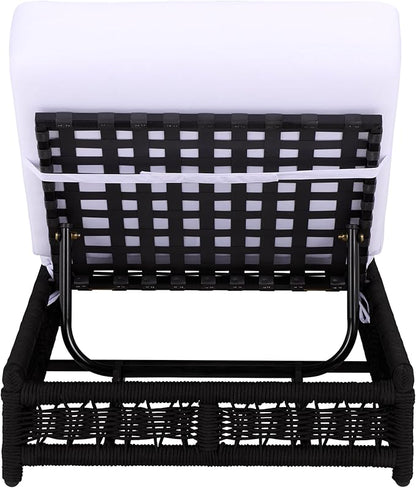 SAFAVIEH Outdoor Patio Furniture Collection – Callan Black Rope & White Cushion Lounger, Fully Assembled Outdoor Chaise, Modern Low-Profile Design (PAT7546B)