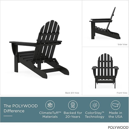 POLYWOOD AD5030BL Classic Folding Adirondack, Black