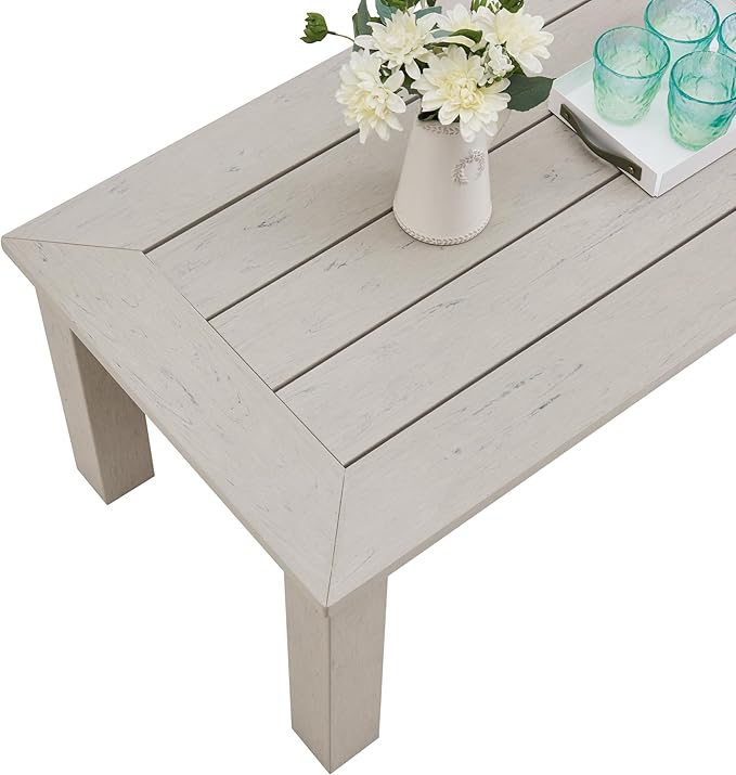 Psilvam Outdoor Coffee Table, 47.2" Poly Lumber Modern Rectangle Large coffee table - Photo 7