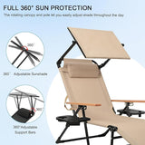 Folding Lounge Chairs for Outside, Beach Patio Lounge Chair with Canopy - Photo 4