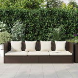 Brown PE Rattan Foldable Cushioned Sun Lounger with 4 Pillows and 7-Level Adjustable Backrest for Patio Garden Poolside - Photo 3