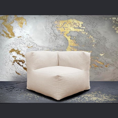 Dineli Modern Coner Chair Arm-Rest Chair Outdoor Furniture Comfy Patio Couch Sofa Outdoor Bean Bag Chair Creating a Unique Patio Garden Modular Contemporary Sofa, Lazy Sofa for Outside (Light Beige)