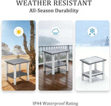 OTSUN Adirondack Outdoor Side Table, 16" HDPE Patio Side Table with Shelf - Photo 5