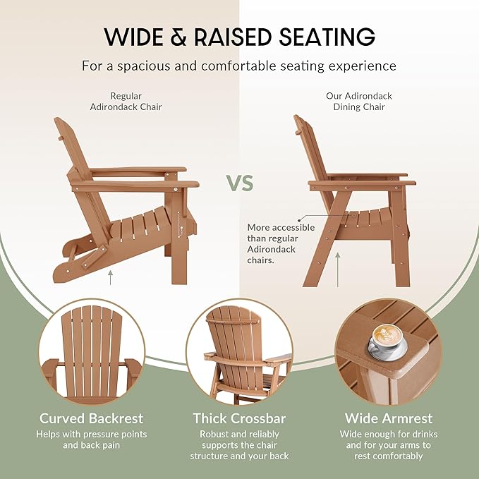 WestinTrends Dylan Outdoor Patio Shell-Back Adirondack Dining Chair Weather Resistant Teak
