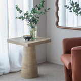 Faux Stone Side Table Square End Table, Patio Small Drink Table for Small Spaces - Photo 5