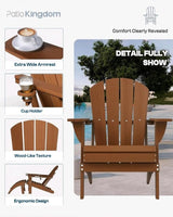 6-Piece Folding Adirondack Chair Set with Cup Holders, Ottomans, Side Table & 9FT Patio Umbrella with Base - Photo 5