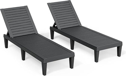 Outdoor Chaise Lounge Chair Set of 2,Lightweight Patio Chairs,Waterproof Lawn Chairs Lounge Outdoor,5-Positions Adjustable Pool Lounge Chair for Garden Beach Patio Poolside and Deck,Striped Black