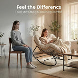 Oversized Papasan Rocking Chair Outdoor, Comfy Patio Papasan Egg Rocker with Thick Cushion for 450 lbs - Photo 5