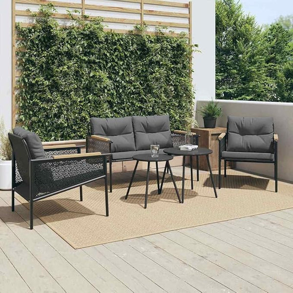 Modern 5-Piece Balcony Furniture Set Black, Outdoor Patio Bistro with Cushions - Photo 1