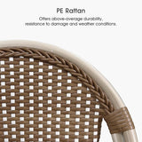 PURPLE LEAF French Bar Stool Set of 4 White Print Finish Patio Bar Stools with Back Rattan Bar Chairs Wicker Bar Height - Photo 4