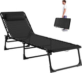 Outsunny Folding Chaise Lounge Chair, Patio Sun Tanning Chair, Outdoor Chaise Lounger with 4-Position Reclining Back - Photo 1