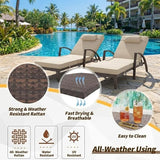 GarveeLife Outdoor Wicker Chaise Lounge Chair with Cushion, Metal Frame Patio Reclining Lounge Bed - Photo 6
