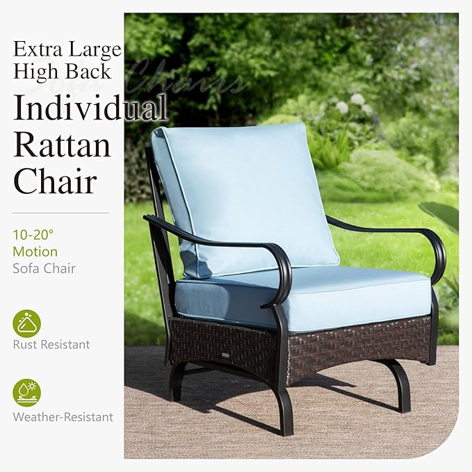 Sophia & William Patio Furniture Set, 4 Piece Metal Outdoor Conversation Set with 3-Seater Outdoor Couch, 2 Sofa Chairs - Photo 4