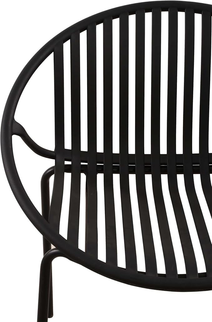 2 Pieces Outdoor Dining Chair,Modern Style Patio Dining Chairs,Breathable Design Stackable Lawn Chairs,Metal Legs+Plastic Backrest,for Patio Or Restaurant Garden (Black)