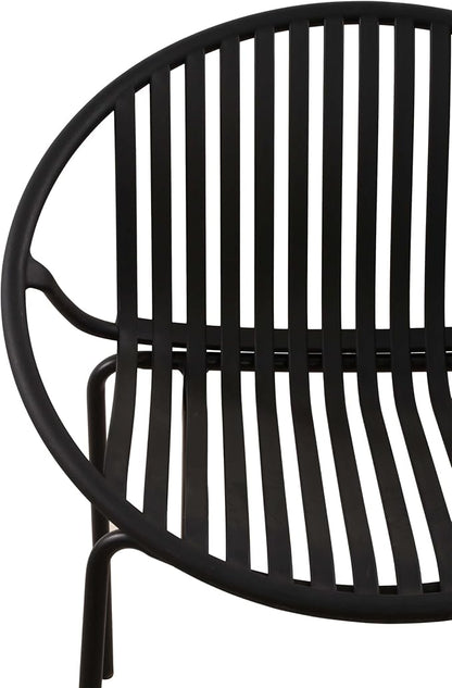 2 Pieces Outdoor Dining Chair,Modern Style Patio Dining Chairs,Breathable Design Stackable Lawn Chairs,Metal Legs+Plastic Backrest,for Patio Or Restaurant Garden (Black)