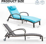 Pool Outdoor Lounge Chairs Set of 2, Outdoor Chaise Lounge w/ 5 Adjustable Back - Photo 2