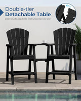 Ciokea Tall Adirondack Chairs Set of 2, HDPE Outdoor Adirondack Bar Stools with Double Connecting Tray - Photo 4