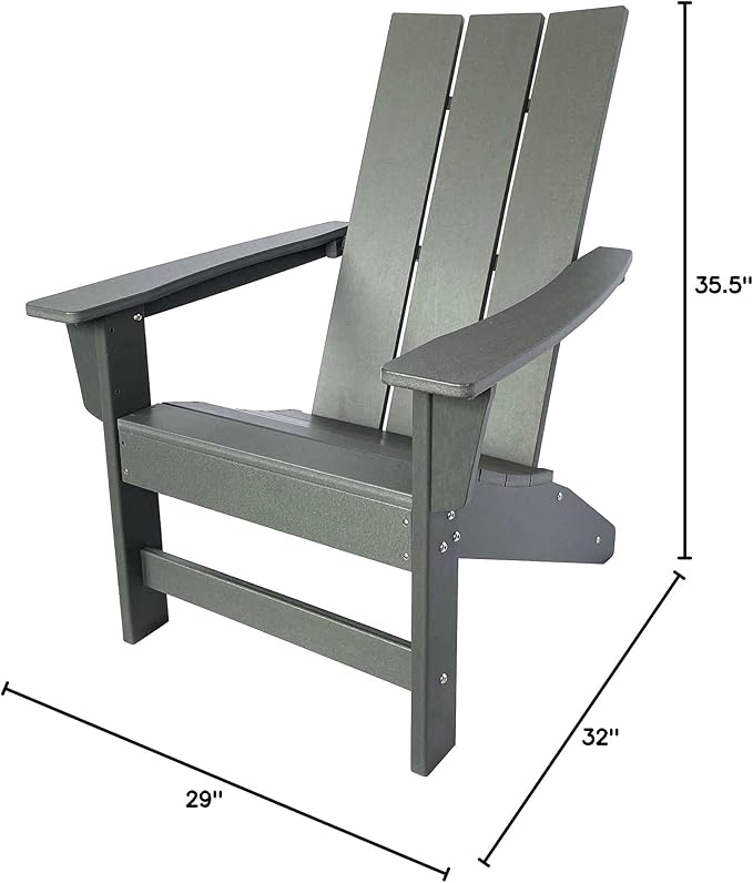 Shine Company Coastal Modern All-Weather Adirondack Chair, Gray