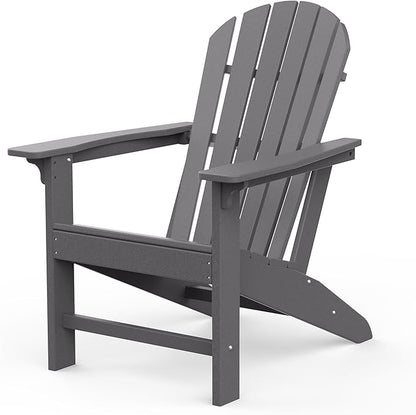 OTSUN Adirondack Chair, HDPE All-Weather Patio Chair, Plastic Lawn Chair 380 lbs Capacity, Outdoor Chairs for Fire Pit, Yard, Porch, Garden, Deck, Swimming Pool, Grey