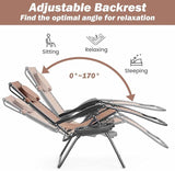 Goplus Zero Gravity Chairs, X-Large Folding Lounge Lawn Chair w/Canopy Shade & Cup Holder - Photo 5