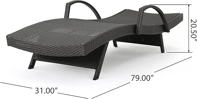 Christopher Knight Home Salem Outdoor Wicker Arm Chaise Lounges, 2-Pcs Set - Photo 3