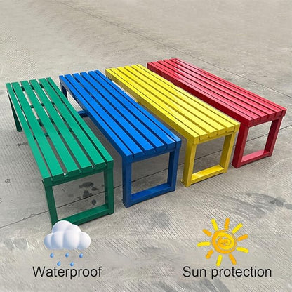Outdoor Bench,3 Person Garden Bench,Backless Patio Benches,All-Weather Metal Furniture Seating,for Front Porch,Patio,Backyard,Lawn 39.1/47.2 in(Yellow,39.3 Inch)