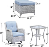 Patio Furniture Swivel Chairs Set - 5 Piece Rattan Wicker Outdoor Sectional Conversation Sets with 2 Swivel Rocking - Photo 2