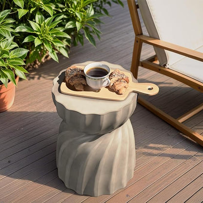 SUNBURY Outdoor Side Table, 19" H Outdoor Accent End Table, Patio Side Tables, Outdoor Coffee Tables, Garden Stool and Plant Stand for Patio, Garden, Living Room, and Backyard
