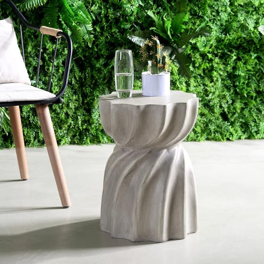 Christopher Knight Home Robin Outdoor Contemporary Lightweight Accent Side Table, Concrete Finish
