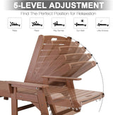VINGLI HDPE Outdoor Chaise Lounge Chair with Wheels, Patio Lounge Chairs with 5-Position Adjustable Backrest - Photo 7